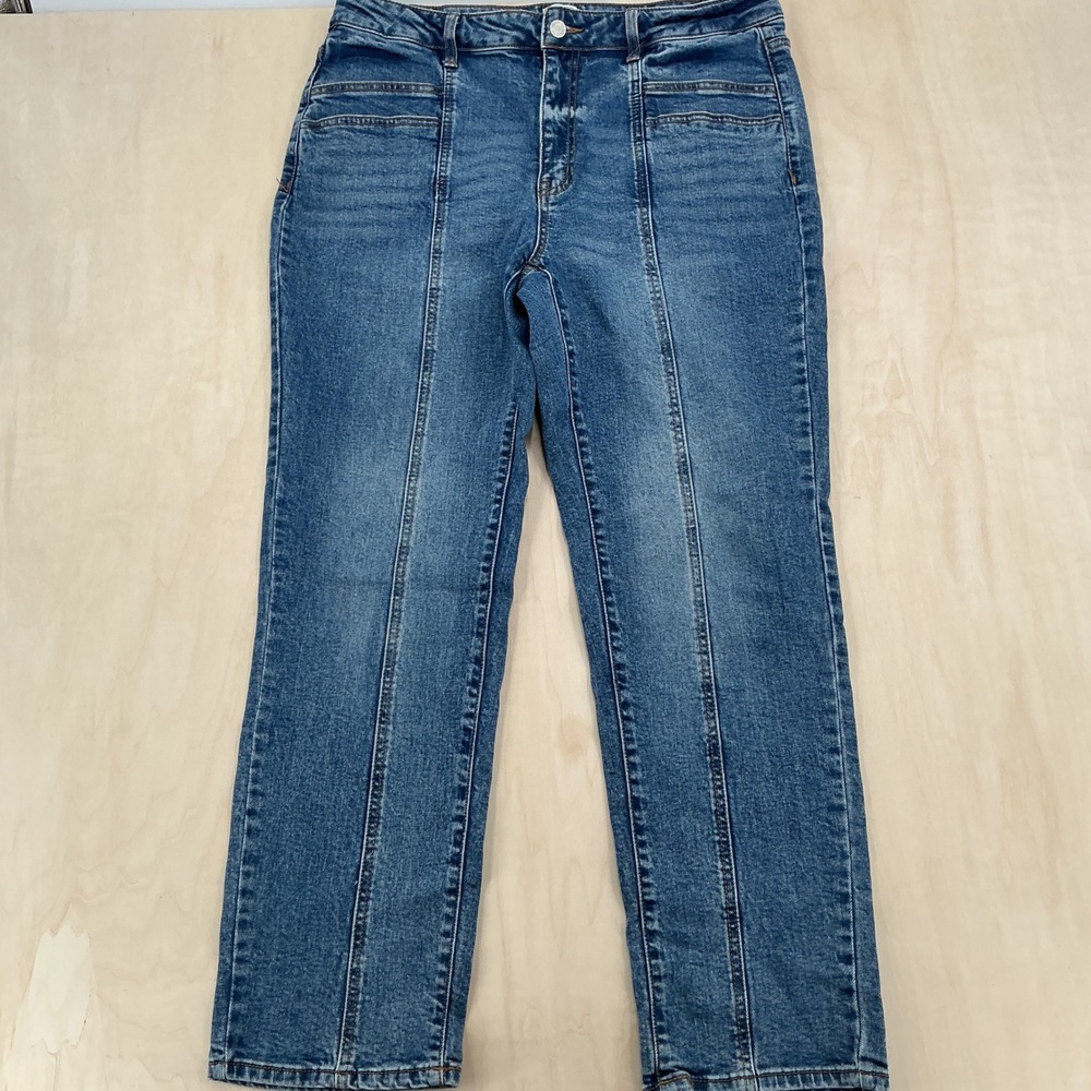 Time and Tru Jeans Women 14 Blue Front Seam Straight Leg High Rise 90s